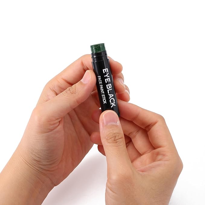 CCbeauty Green Glitter Eye Black Stick For Baseball Football Softball Lacrosse Sport Accessories, Anti-Glare Eyeblack, Waterproof Face Paint, Last All Game, Smooth Application, High Pigmented Color