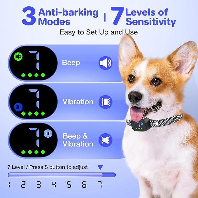 Dog Bark Collar,Rechargeable Smart Barking Collar