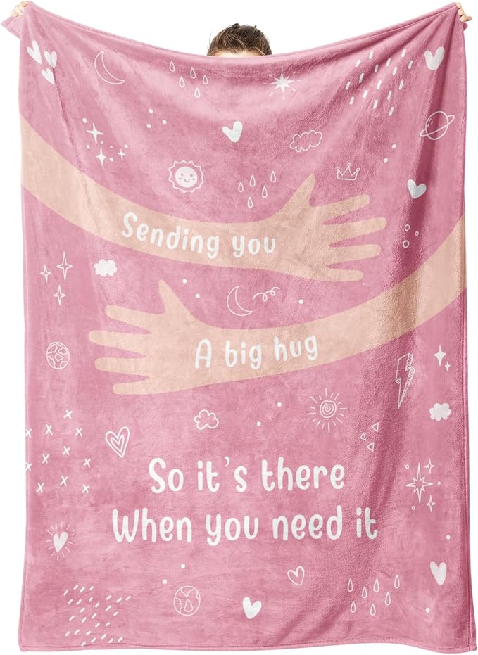 Get Well Gifts for Women, Hug/Healing Blanket | Thinking of You/Breast Cancer/Sympathy/After Surgery Gifts for Friends, Sister, Coworkers, Soft Throw Blankets 60'' x 80''