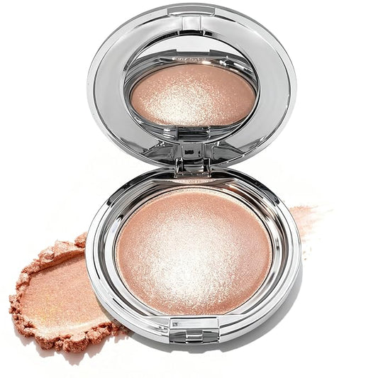 Highlighters Makeup Palettes,Face Glitter Glow Makeup Natural Glow Finish,Face Body Highlighters & Luminizers, Pearl Shimmer Highlighter Makeup Smooth Baked Powder,02-Sun Glow