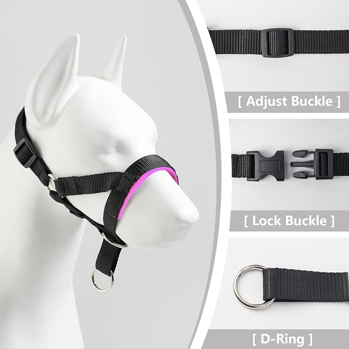 Dog Head Collar with Soft Fabric, Head Harness Stops Dog Pulling, Head Leash for Small Medium Large Dogs Walking (S,Apple Green)