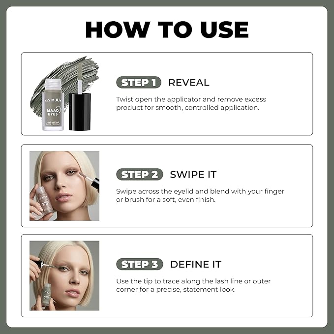 Lamel Matte Liquid Eyeshadow - Long Lasting Waterproof Eye Tint - Quick-Drying, Hypoallergenic Eye Makeup - Creamy & Smooth Formula - Gray Matte Cream Eyeshadow - Maad Eyes, №403, 5.2ml / 0.17oz