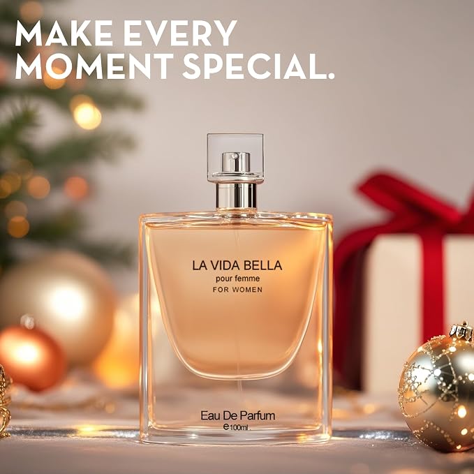 A CENTER La Vida Bella &La Vida Bella Rose Perfume Set for Women - Floral Fragrance Gift Set with Coconut,Vanilla,Patchouli,Floral & Sweet | 3.4 Fl Oz Each Women Perfume Set