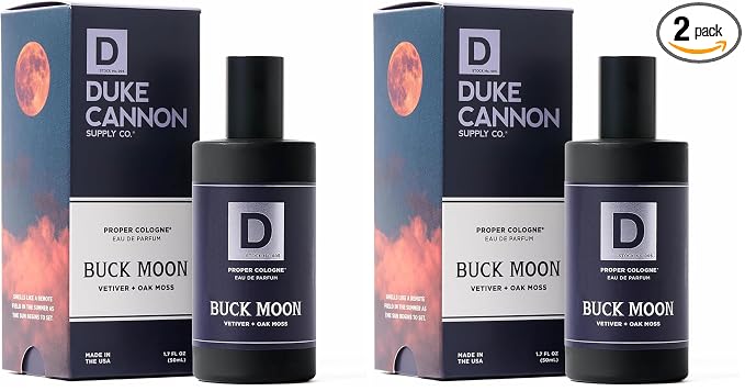Duke Cannon Proper Cologne Buck Moon | Men's Eau de Parfum | Lime and Vetiver | Warm, Earthy, Long-Lasting Scent | 1.7 fl oz (Pack of 2)