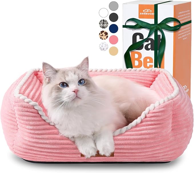 Zerbuger 20in Pink Rectangle Cat Dog Bed Machine Washable Sleeping Sofa | for Large Medium Small Pets Indoor Outdoor, Non-Slip Bottom Soft Puppy Bed Durable Orthopedic Calming Pet Cuddler