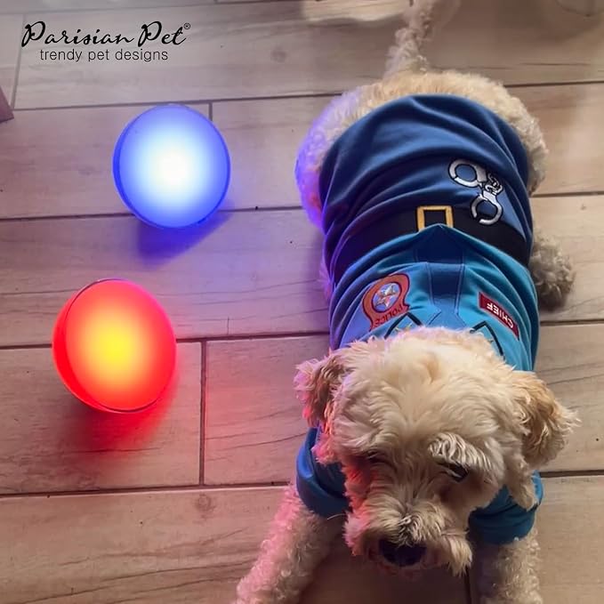 Parisian Pet Police Dog Costume - 100% Cotton Blue Dog Clothes for Large Dogs - Lightweight Puppy Outfits - Funny French Bulldog Clothes - Cute Cop Uniform Pet Shirt - Stretchy T Shirt for Dogs