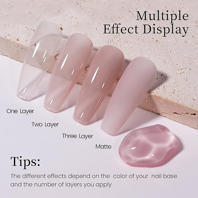 MAYCHAO Jelly Gel Nail Polish 15ML 1Pc Jelly Pale Taupe Nail Polish Soak Off UV LED Nail Gel Polish Nail Art Starter Manicure Salon DIY at Home, 0.5 OZ