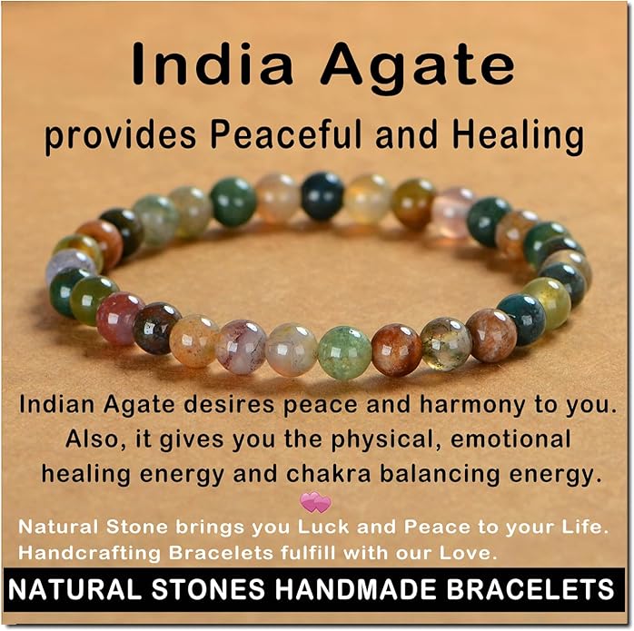 AD Beads Handmade Gemstone Stretch Elastic Bracelet Crystal Healing Reiki Nature's Beauty and Spiritual Essence Unisex