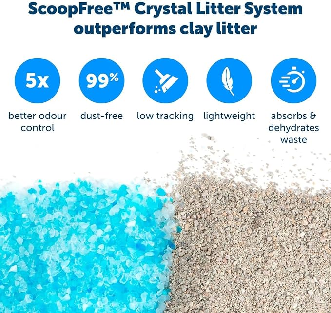 PetSafe Official ScoopFree Complete Reusable Tray - Includes 4.3 lb of Premium Blue Crystal Litter - Compatible with All ScoopFree Complete Automatic Self Cleaning Litter Box Systems