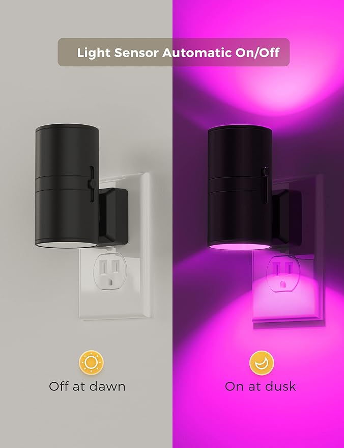 L LOHAS LED Night Light, Night Lights Plug into Wall, Color Changing | Nightlight RGB with Light Sensor, Home Decor for Kids Gifts, Halloween, Christmas, Holiday, Hallway Bedroom Kids Room, 2 Pack