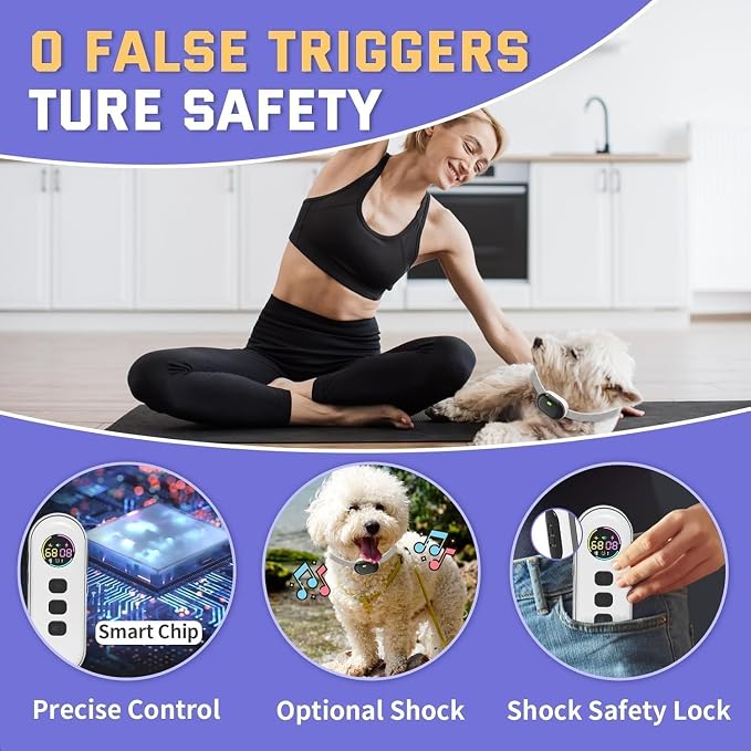 Ultra-Small Anti Bark Collar, Ultra-Light & Thin Dog Training Collar with 1300ft Remote for Small Dogs 5-15lbs, 198-Level Precise Control, Rechargeable, White (Not Auto Collar)