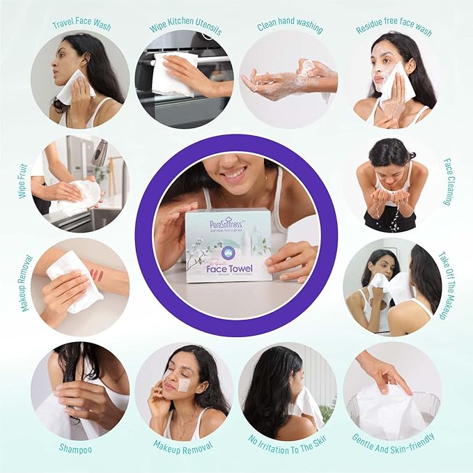 Luxuriously Soft Disposable Face Towel, 100% Cotton, Extra Large 12" x 10" Ultra Soft Dry Wipe for Face Wash, Makeup Remover, Bio-Based Towelette for Sensitive Skin 320 Count (4 Pack)