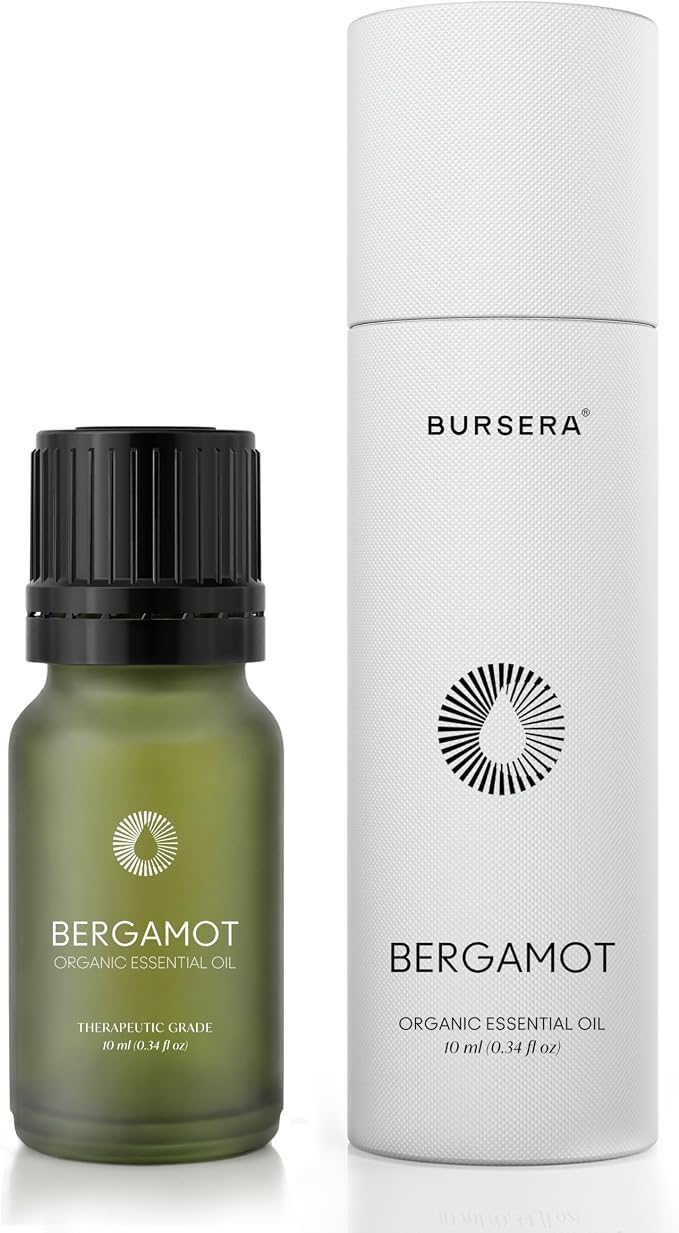 Bursera Organic Bergamot Essential Oil, Tree Planted with Every Order, 100% Pure Bergamot Oil, 10ml Undiluted High Grade Natural Oil for Diffuser, Shower, Skin and Aromatherapy