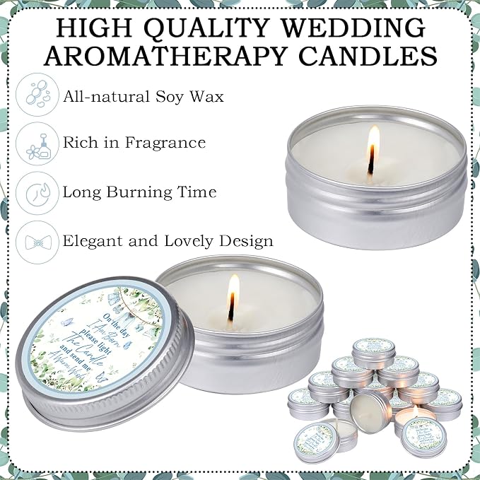 MTLEE 50 Pcs Greenery Baby Shower Scented Candles for Boy Gift Travel Tin Candle Aromatherapy Candle Favors for Winter Baby Shower Favors Wedding Gifts, Compound Scent Essential Oil
