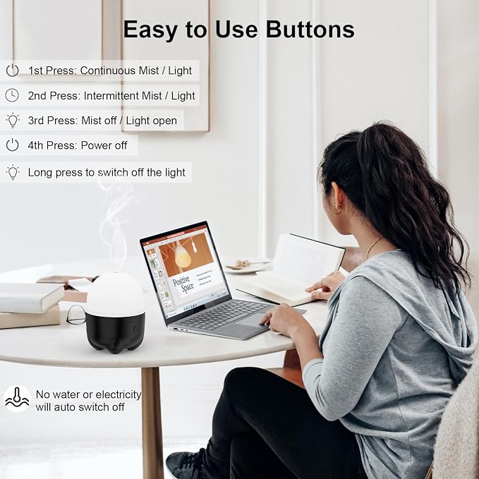 Marchred Cordless Diffuser, Battery Operated Diffuser for Essential Oils, Rechargeable Portable Aromatherapy Cool Mist with 7 Color Changing Light, for Home Room Office Travel