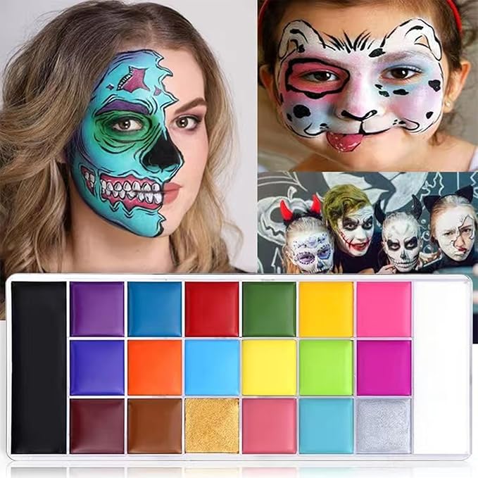 Glow in The Dark Face Body Paint, Glow In The Dark Under UV Black Light Sticks Makeup Neon Face Painting Kits for Adult Halloween Festival Accessory Glow Party Supplies (20 color Painting)