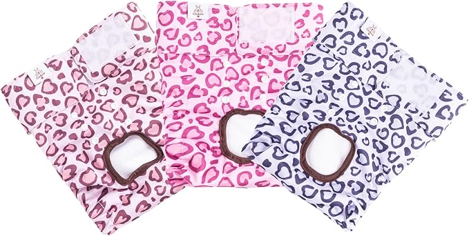 CuteBone Dog Diapers Female Washable Small Medium Large 3 Pack Reusable Doggie Diapers Puppy Period Pants for Doggy Heat Cycle Peeing D54L