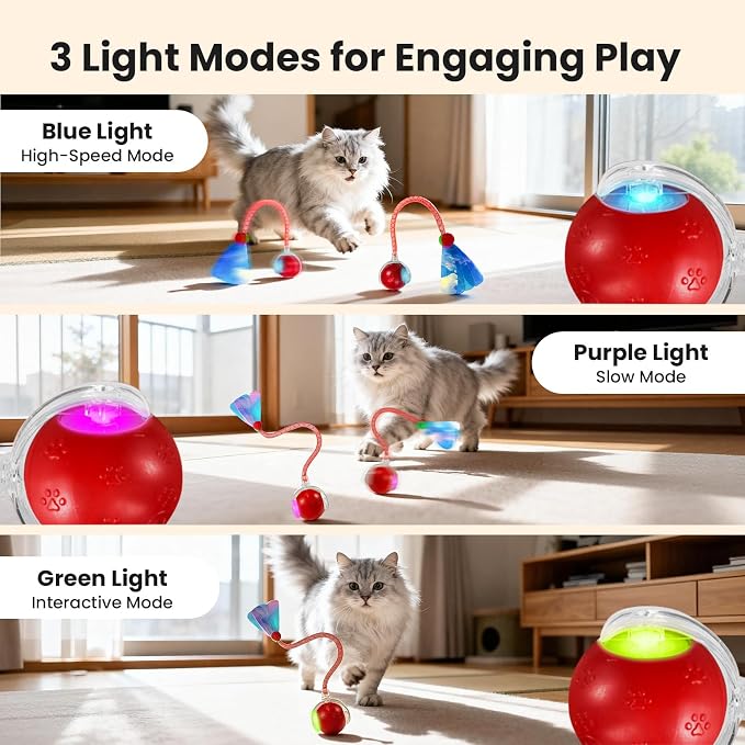 Rocfish Durable Interactive Cat Toys for Indoor Cats (red, 03)