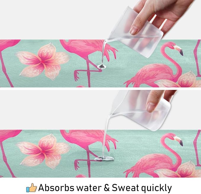 Flamingo Flower Yoga Mat Towel Non Slip Soft Sweat Absorbent Hot Yoga Mat Towel, for Hot Yoga, Pilates and Workout-73 x 27 Inch