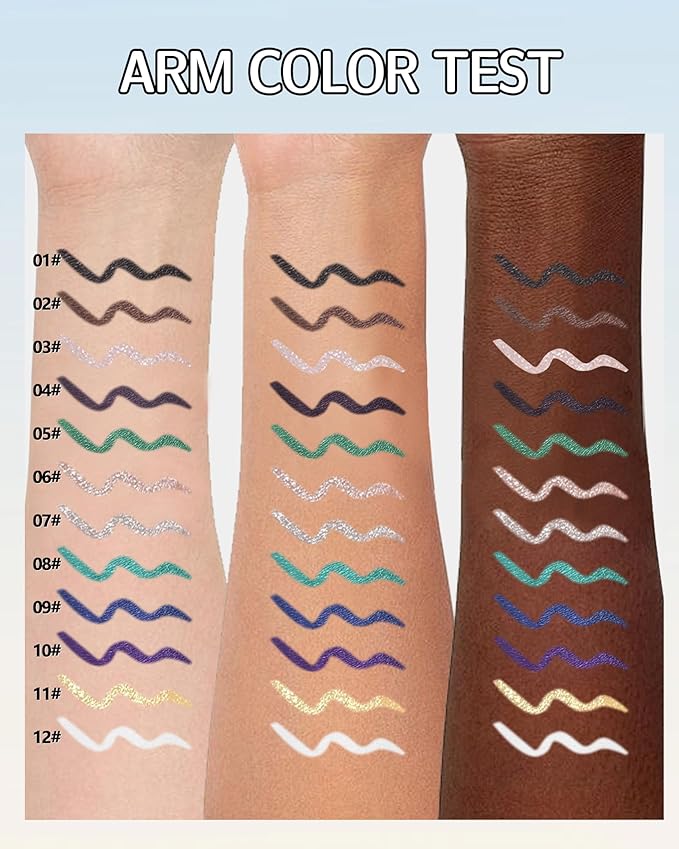 Waterline Gel Eyeliner Pencil, Nude Beige Shimmer Waterproof Long Lasting Eye Liner Pencils with Sharpener, Highly Pigmented Hypoallergenic Cream Glitter Eyeliner Brightener Pen Makeup for Women-06
