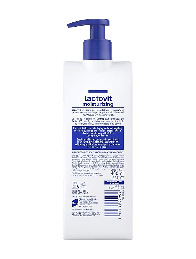Lactovit | Moisturizing Body Lotion | Nourishing Care for Normal & Dry Skin | With ProLactiC10, Collagen & Elastin Booster | Smooth & Youthful Skin | Dermatologist Recommended | 400 ml
