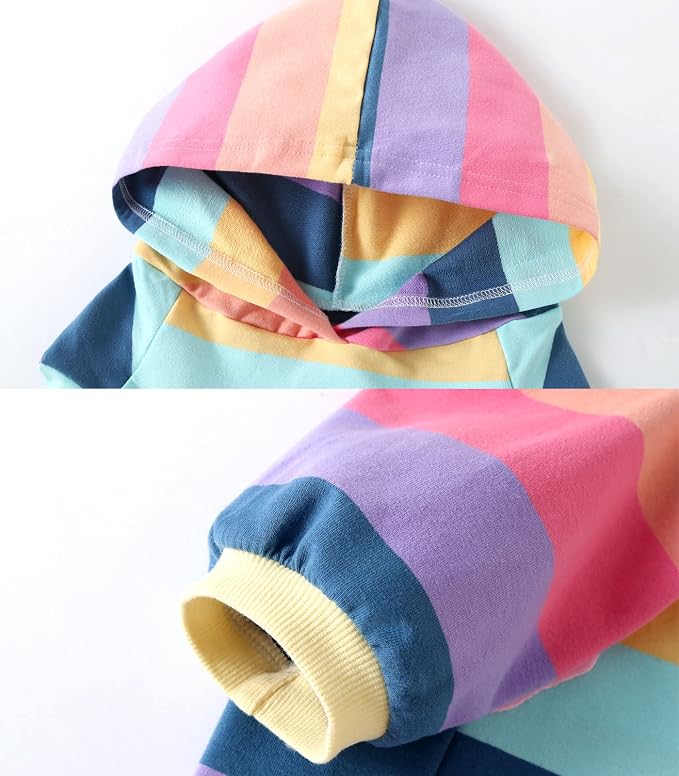 Dog Cotton Hoodie Pullover Sweatshirts Soft and Stretch Pets Clothes Rainbow Stripe Hooded for Large Dogs 2XL