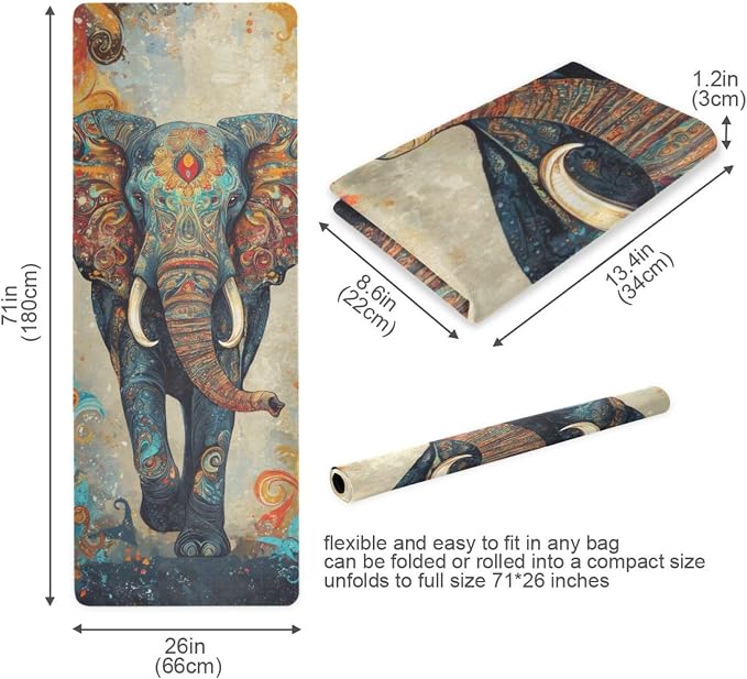 Skull Yoga Mat for Women Men 71" x 26" Non Slip Exercise & Fitness Mat 1mm Thick Workout Mat for Yoga, Pilates, Come with Storage Bag