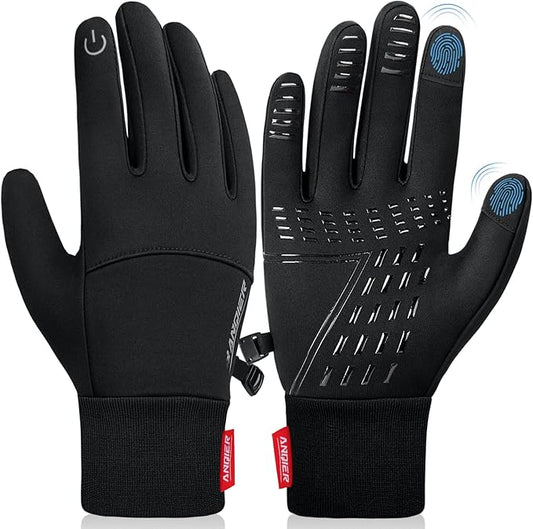 anqier Winter Gloves, Windproof Warm Touchscreen Gloves Men Women for Cycling Running Outdoor Activities