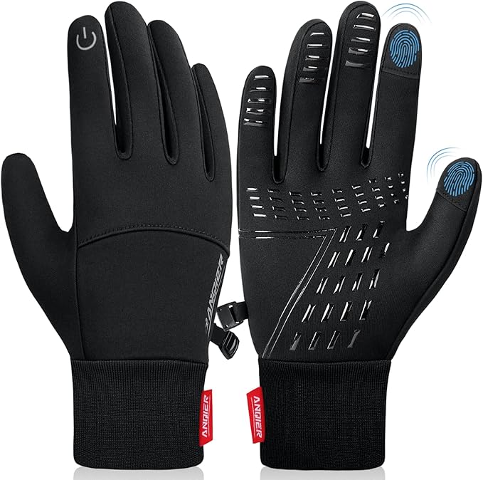 anqier Winter Gloves, Windproof Warm Touchscreen Gloves Men Women for Cycling Running Outdoor Activities