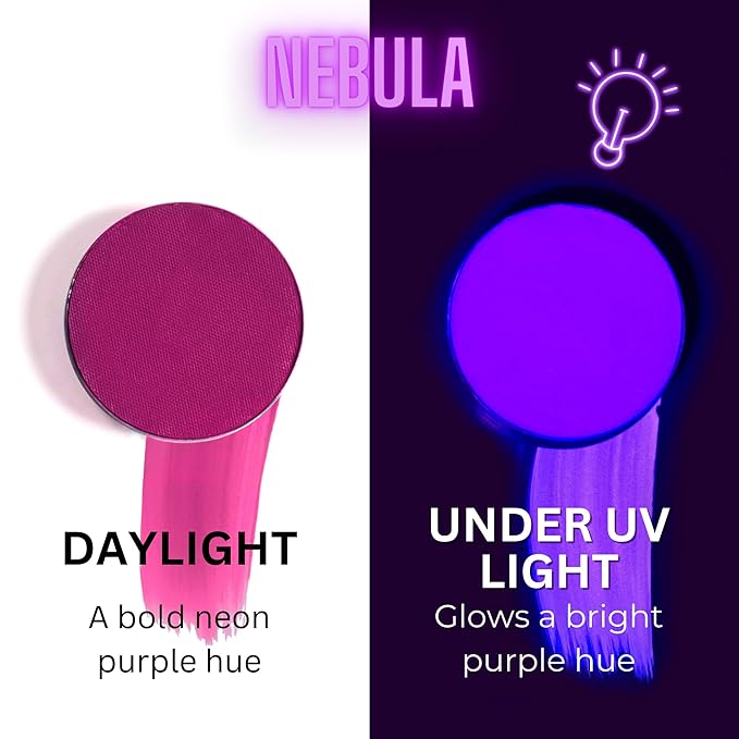 Mehron Paradise FX UV Neon Glow – Nebula – Neon Purple/Purple UV 0.25 oz | Pro Water-Activated Shimmer Paint for Raves, Costumes, SFX, Halloween, Stage, Screen, Theater & Cosplay