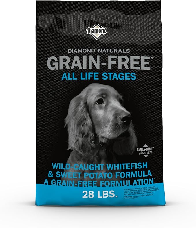 Diamond Naturals Grain-Free Dry Dog Food, Wild-Caught Whitefish, 28lb | Puppy, Adult & Senior Dogs | Wild-Caught Whitefish & Sweet Potatoes for All Day Energy | Guaranteed Probiotics