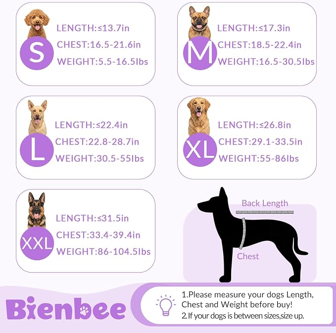 Bienbee Dog Bathrobe, Super Absorbent for Small to Large Dogs, Purple XL | Dog Robes with Soft Fleece, Warm & Cozy, Adjustable Fit, and Quick Drying Coat for Baths Swimming and Grooming