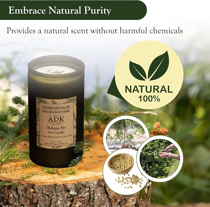 Adirondack Fragrance & Flavor Farm Balsam & Fir Scented Candle 4.5 Oz | Proudly Poured in The USA, Natural Aromatherapy Wax for Relaxation, Home Décor, Kitchen, Gift and Living Spaces