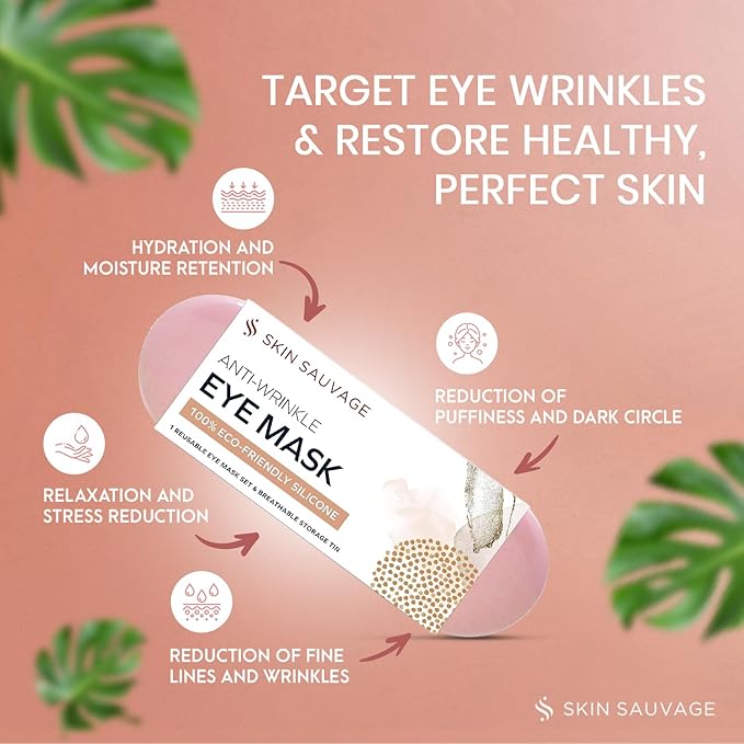 Reusable Anti-Wrinkle Silicone Eye Mask Set – Enhances Absorption for Makeup Prep +Locks in Night Cream to Boost Hydration, Smooths Under Eyes, Reusable, Comfortable, Travel Ready w/ Stylish Storage