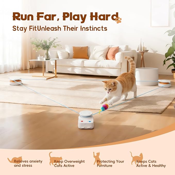 Interactive Cat Toy for Indoor Cat,Automatic Treadmill for Exercise | Automatic Moving Cat Chase Toy with Auto/Manual Control for Indoor Exercise, Mental Stimulation, for Cats and Kittens.(H1K2)