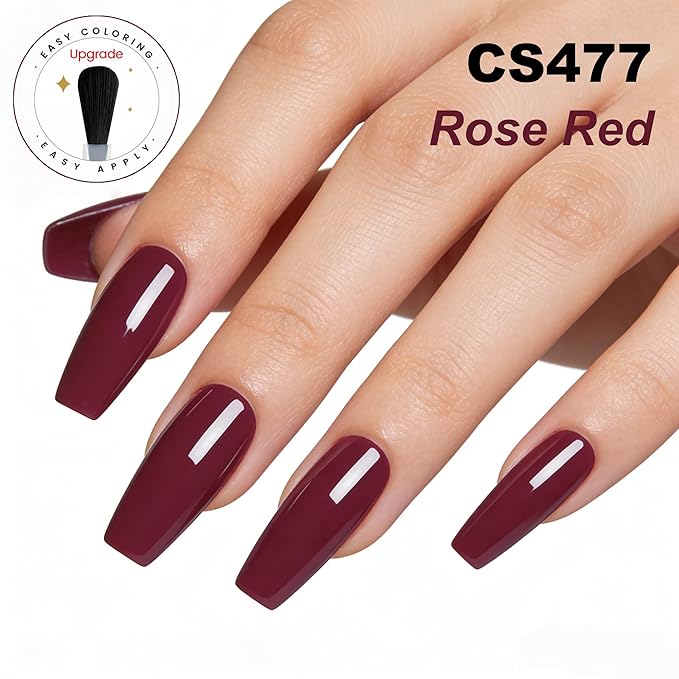 YTD Likomey Rose Red Gel Nail Polish,15ml Salon Home DIY Manicure and Pedicure Fall Winter UV Color Varnish,CS477