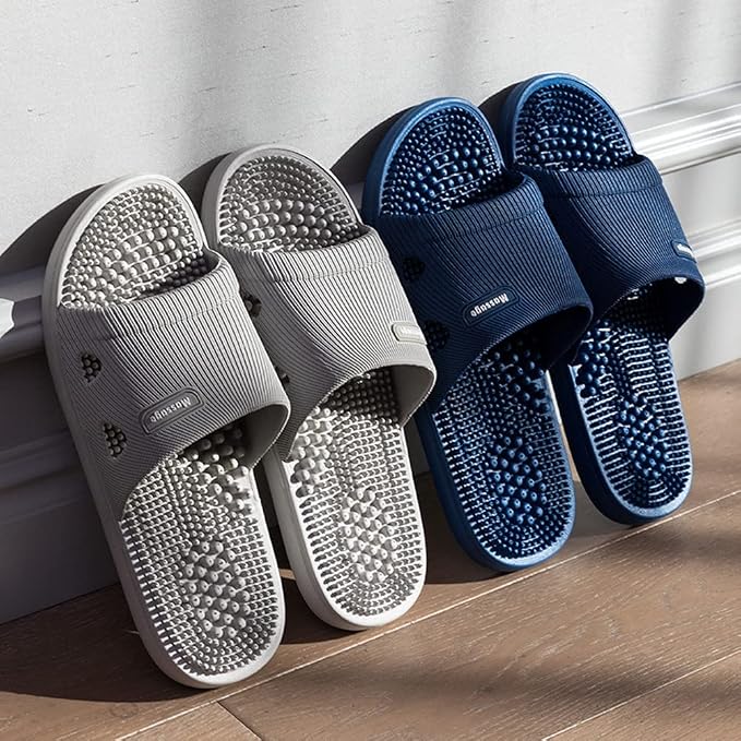 Acupressure Massage Slippers for Plantar Fasciitis for Women Acupuncture Slippers Arthritis Neuropathy Pain Relief Non-Slip Massage Sandals Women Stress Relief Gifts for Bath (US Men 6.5-7.5, Blue)