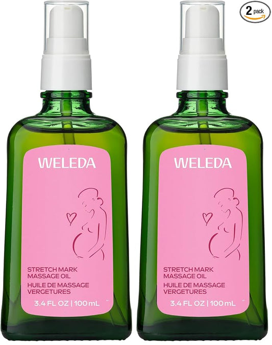 Weleda Stretch Mark Pregnancy Massage Oil,3.4 Fluid Ounce,Plant Rich Oil with Vitamin E,Sweet Almond,Jojoba and Arnica Oils,(Pack of 2)