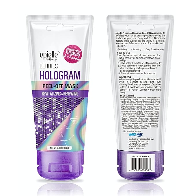 Epielle Hologram Glitter Peel-Off Face Masks - Toning & Calming | 8 Variety Pack Single-Use Testers | Gift Set, Spa Gift | Korean Skincare