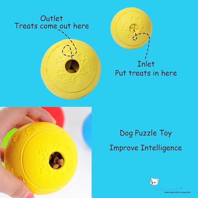 Volacopets 5 Different Functions Interactive Dog Toys, Puzzle Toys, Dog Balls for Medium Large Dogs, Dog Squeaky Balls, Food Treat Dispensing Toys