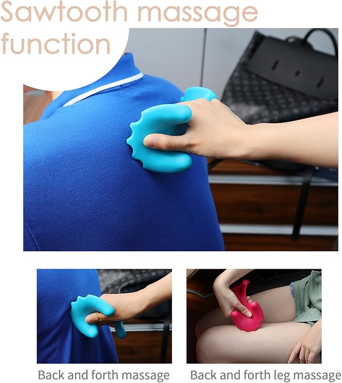 Manual Portable Neck and Cervical Massager Office Acupressure Head and Neck Fatigue Relief Massage (Blue)