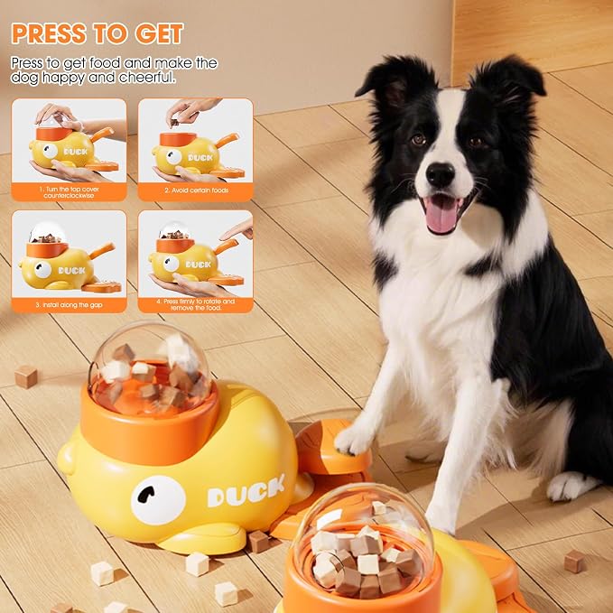 Dog Interactive Treat Dispenser, Interactive Dog Toys Food Puzzle Slow Feeder, Duck Treat Dispenser for Small Medium Dogs and Cats, Promotes IQ Training and Entertainment Reduces Bloating