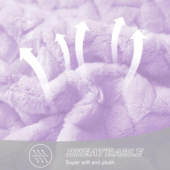 Exclusivo Mezcla Soft Fleece Bed Blanket Twin Size, 90”x66”, Lilac Purple | Cozy Fluffy Lightweight Blankets for Summer, Decorative Plush Flannel Throws for Living room, Bedroom with Leaves Pattern