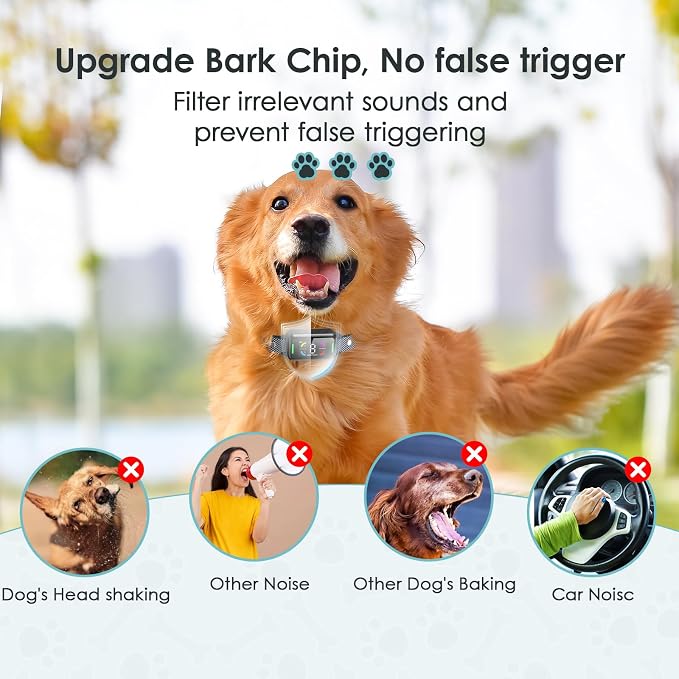 Dog Bark Collar Automatic Shock Collar Rechargeable Anti-Bark Training Collar Multifunctional Waterproof Dogs Stop Barker with 6 Safe Training Modes for Dog Weighing Over 8 Pounds (Black)