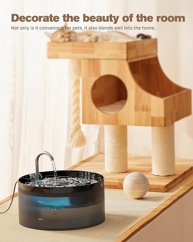 Cat Water Fountain: 108oz/3.2L Cat Fountain Super Silent Pet Drinking Dispenser - Water Fountains for Kitty Indoor - Quiet Pump and Faucet Design - Suitable for Cats and Dogs - BEMOONY | BPA-Free Pet Water Fountain - Water Fontains for Cats Indoor - Su...