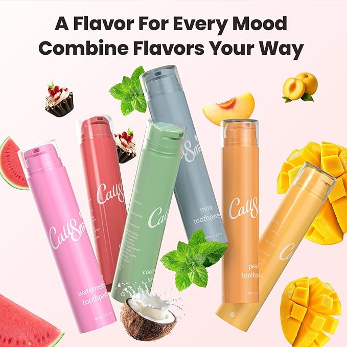 CALLSMILE Fluoride-Free Toothpaste, Easy-Press Pump, 60g - Fruity Flavors, No SLS, Non-Toxic, No Sweeteners, for Adults & Kids, Gentle for Sensitive Teeth, Red Velvet-Flavored, Valentine's Day Gifts