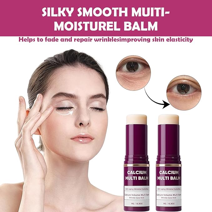 Calcium Multi Balm Stick, Calcium Volume Multi Balm, Under Eye Balm, Korean Collagen Hydrating & Moisturizing Stick, Anti-Aging, Firming Skin, Reduce Fine Lines, Suitable for Face, Eyes, Neck (1)