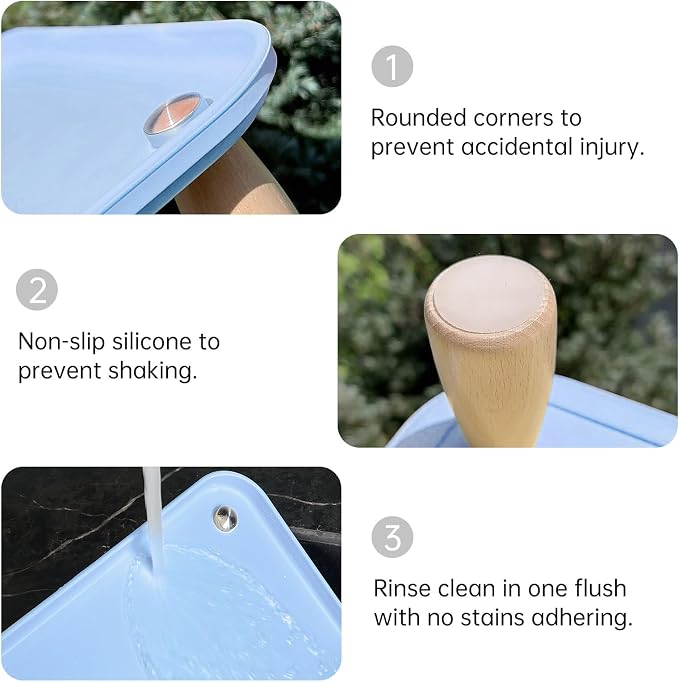 Large Elevated Cat & Dog Bowl Stand,3 inch Height Raised Feeder Compatible with Most Automatic Pet Feeders & Water Fountains, Anti-Slip & Spill-Proof Large Pet Food Tray,17 x 12 Inches (Blue)