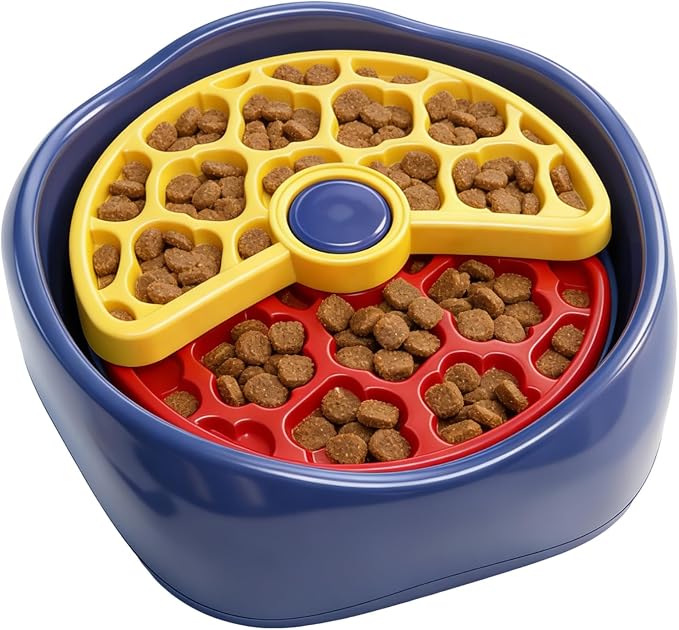 Dog Puzzle Toy Slow Feeder Dog Bowls，Interactive Rotating Food Dispenser