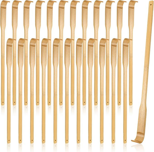 Yinkin 24 Pieces Bamboo Back Scratcher Bulk Long Manual Back Massager Traditional Wooden Back Scratcher for Itching Relief and Body Massage Elderly Men Women Christmas Gifts for Nursing Home